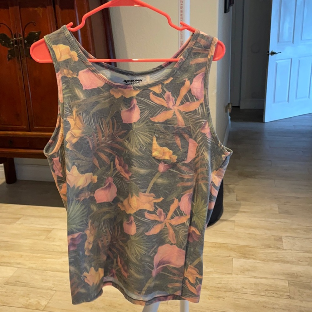 Mens Floral Tank Top Medium